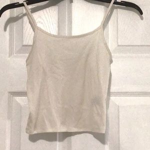 cropped white ribbed american eagle tank top size xs